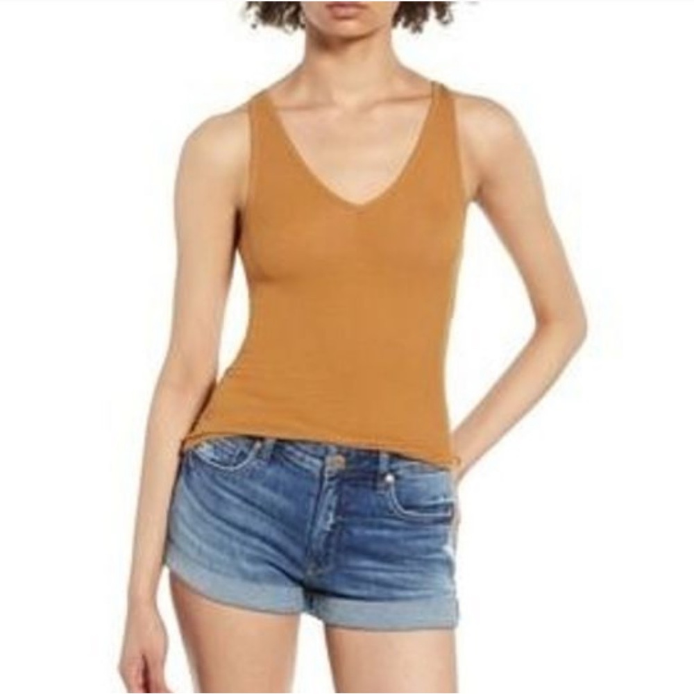 BP. The Perfect Tank Plus Size Ribbed V Front Brown Tank Top Size 3X